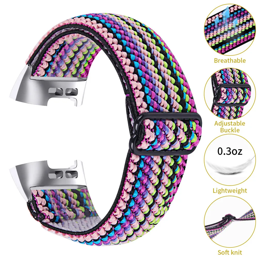 Essidi Elastic Band For Fitbit Charge 6 5 4 3 2 Sports Fabric Bracelet Strap Loop For Fitbit Charge 3 SE Watch Wrist Band Correa