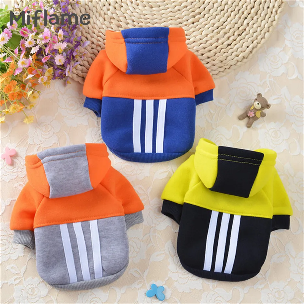 

Miflame Patchwork Dog Hooded Clothes Stripe Dog Sweatshirts For Pets Clothes Autumn Winter Small Dogs Hoodies Pomeranian Bichon