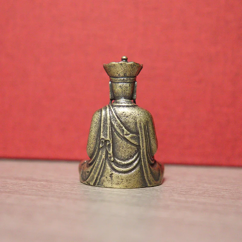 Retro Brass Ksitigarbha Bodhisattva Statue Desktop Ornaments Pocket Buddha Figurine Miniature Home Decoration Crafts Accessories