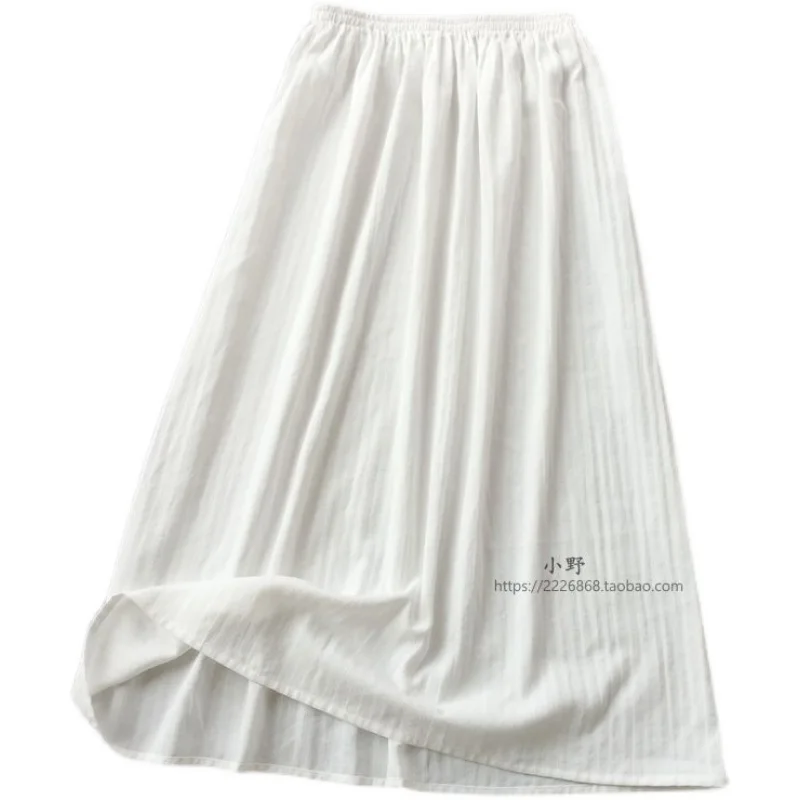 기본 여성 능직 코튼 바스트 Bottoming Skirt 롱 하프 슬립 80cm 라이닝 통기성 화이트 언더 셔츠 싱글 레이어 스트레이트 New