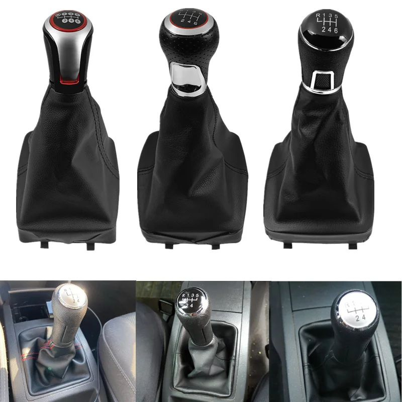 Gear Shift Knob Lever Shifter PU Leather Gaitor Boot For Volkswagen VW Polo 9N 9N2 GTI 2002 2003 2004 2005 2006 2007 2008 2009