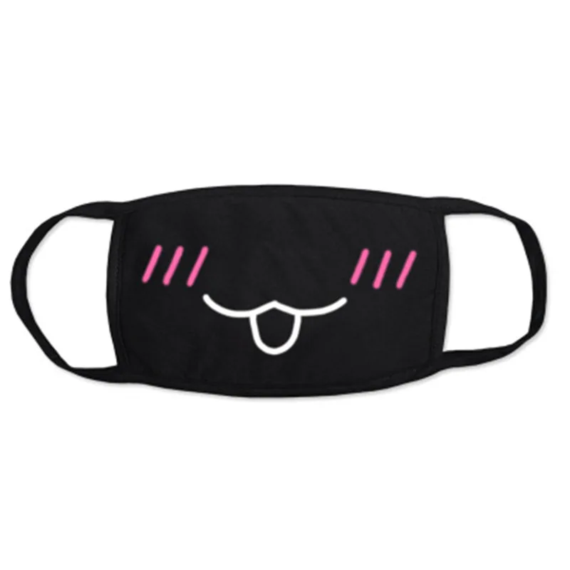 Masque de bouche noir ours drôle unisexe, masque facial en coton lavable, masque Kawaii réutilisable Anime, accessoire de fête de vacances