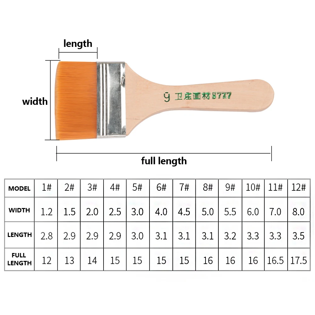 Pincel de pintura de nailon de diferentes tamaños, pinceles de acuarela con mango de madera, alta calidad para pintura al óleo acrílica, suministros de arte escolar