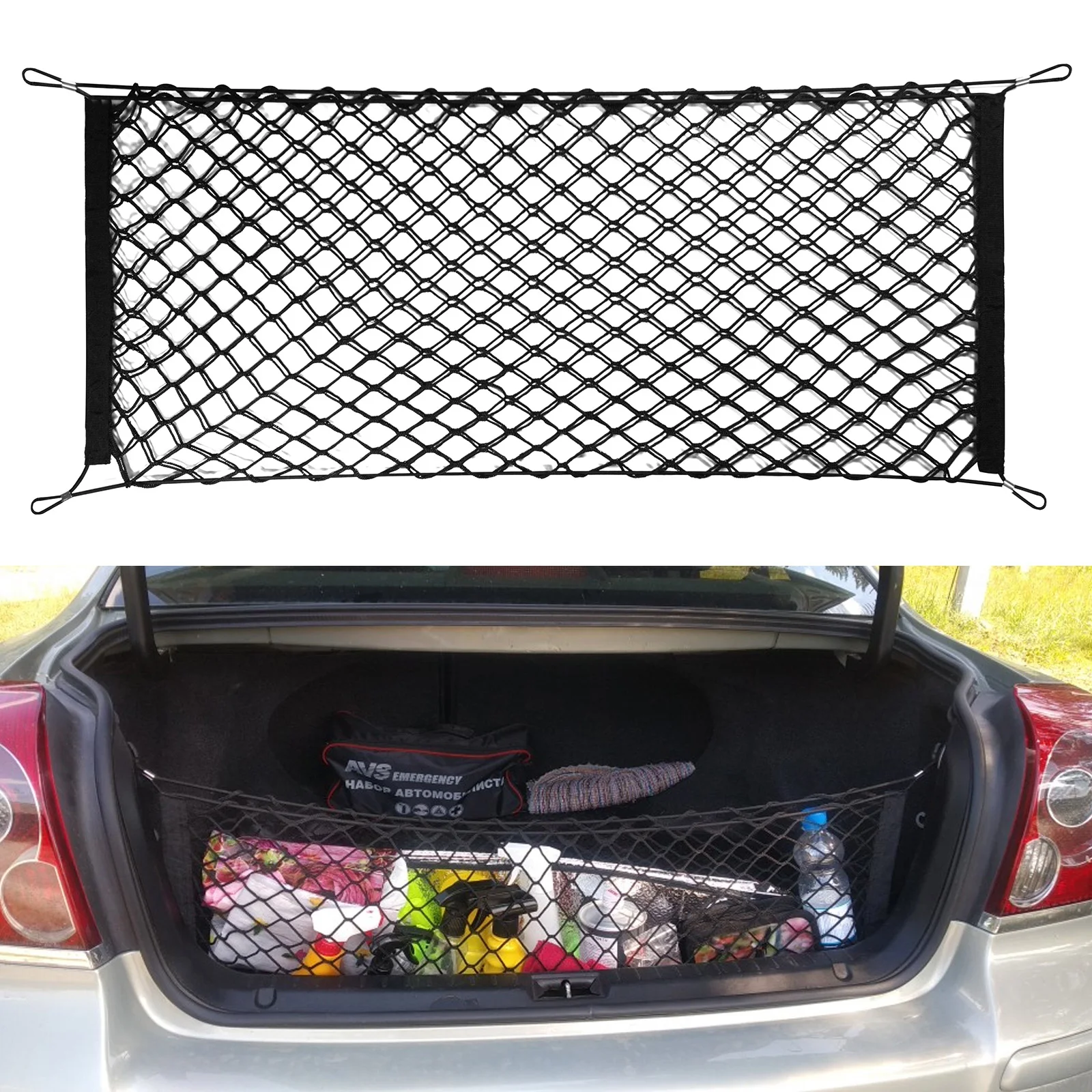 Car Luggage Cargo Storage Bag Rear Trunk Nylon Receive Arrange Net Back Elastic String Holder Auto Accessory Boot Mesh Organizer