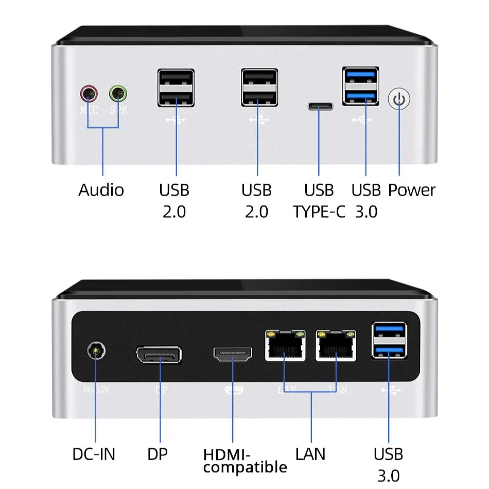 XCY Mini PC Intel Core i7 8550U i5 8250U i3 8145U 8GB/16GBGB DDR4 256GB Zu 1TB M.2 SSD 4K UHD 2.4/5,0G WiFi Windows 10