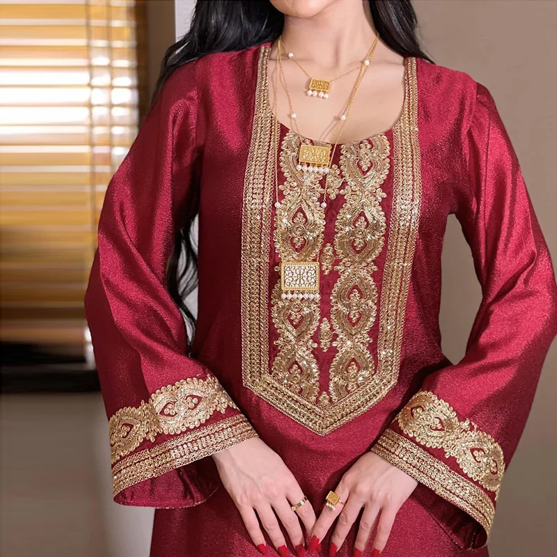 2025 Ramadán Eid Abaya vestido para mujer modesto bordado Jalabiya caftán marroquí Dubai árabe musulmán étnico bata Vestidos vestido