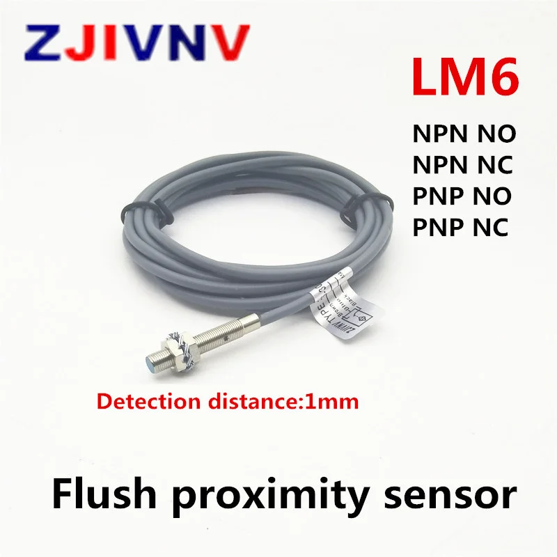 ZJIVNV 5pcs/lot M6 NPN PNP Flush Normally Open and Close Inductive Proximity Metal Sensor Switch NO/NC 3 Wires Distance 1mm