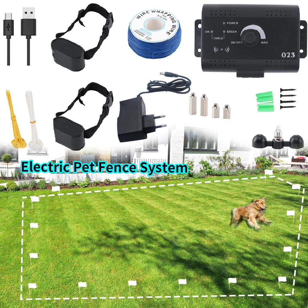 

Wireless Electric Dog In-Ground Fence Ultrasonic Sound Dog Bark Stop Anti Barking Vibrating Collar Remote Control Shock Device