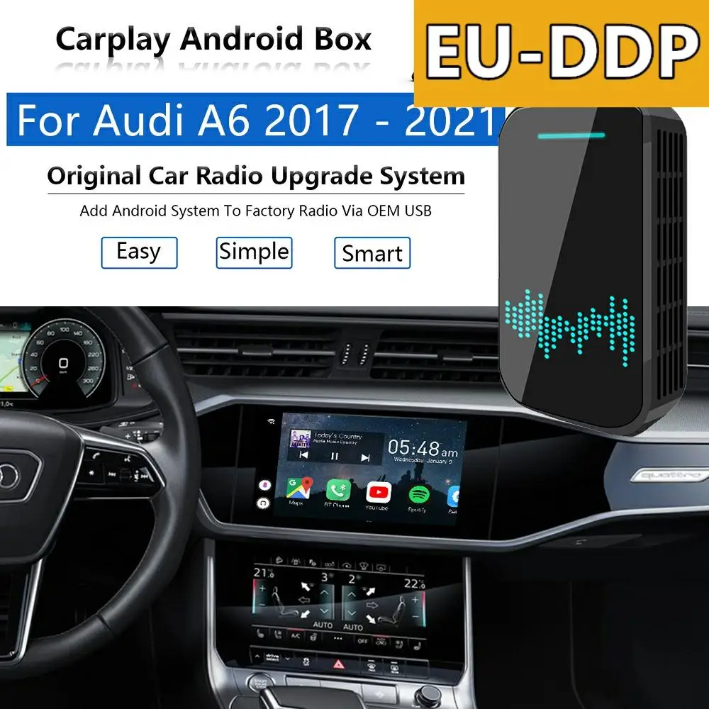 Radio Carplay upgrade Android For Audi A6 2017 - 2021 Apple Wireless CP Box Car Multimedia Player Wifi Mirror Link Auto Audio