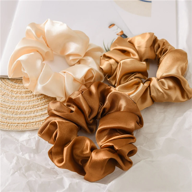 Satin Hair Scrunchies Solid Color Hair Tie Rings Rope Elastic Hair Bands Scrunchy Ponytail Holder Hairbands Accessories New