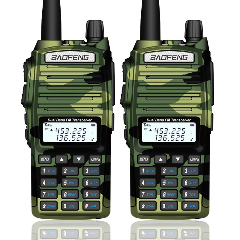 2pcs Baofeng UV 82 Portable Two Way Ham Radio Add Foldable Antenna 5-10KM BAOFENG Walkie Talkie UV-82 Camouflage hf Transceiver