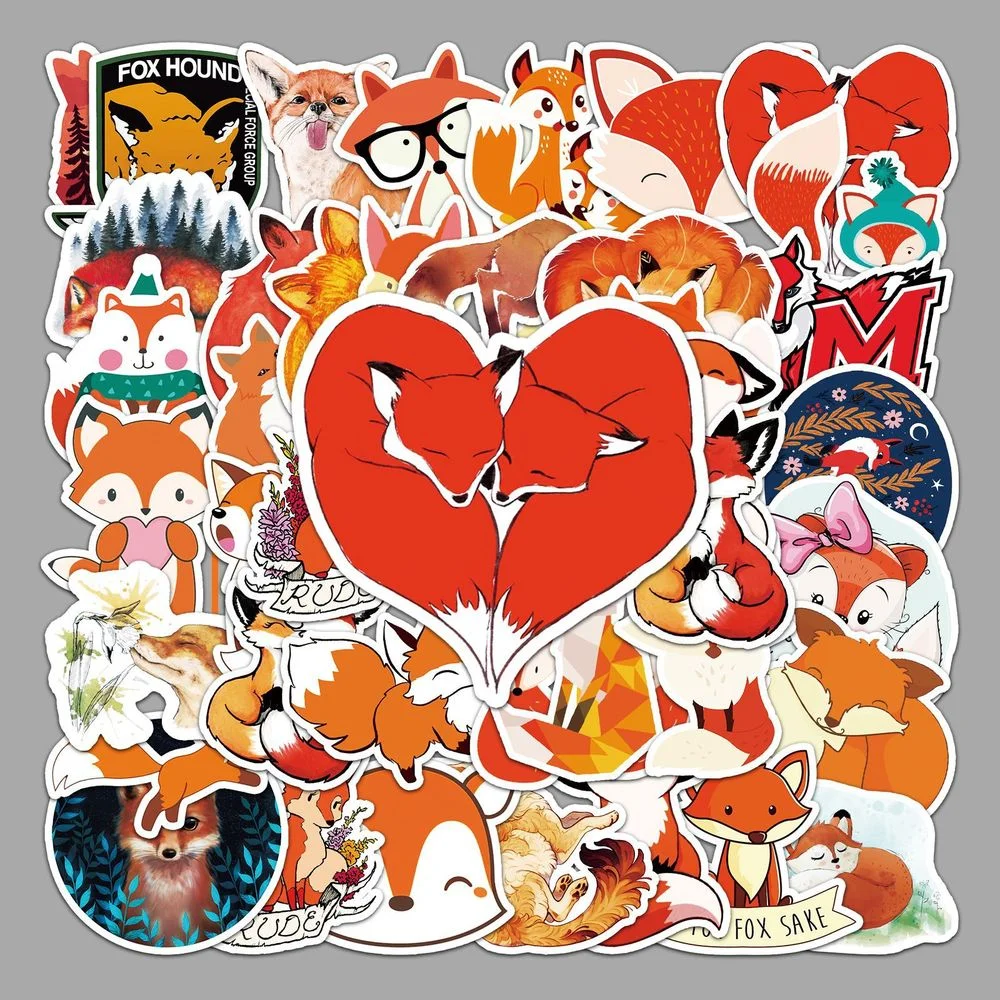 10/50PCS Cunning Fox Cute Cartoon Personality DIY Decorative Sticker Trunk Refrigerator Car Creative Sticker Wholesale