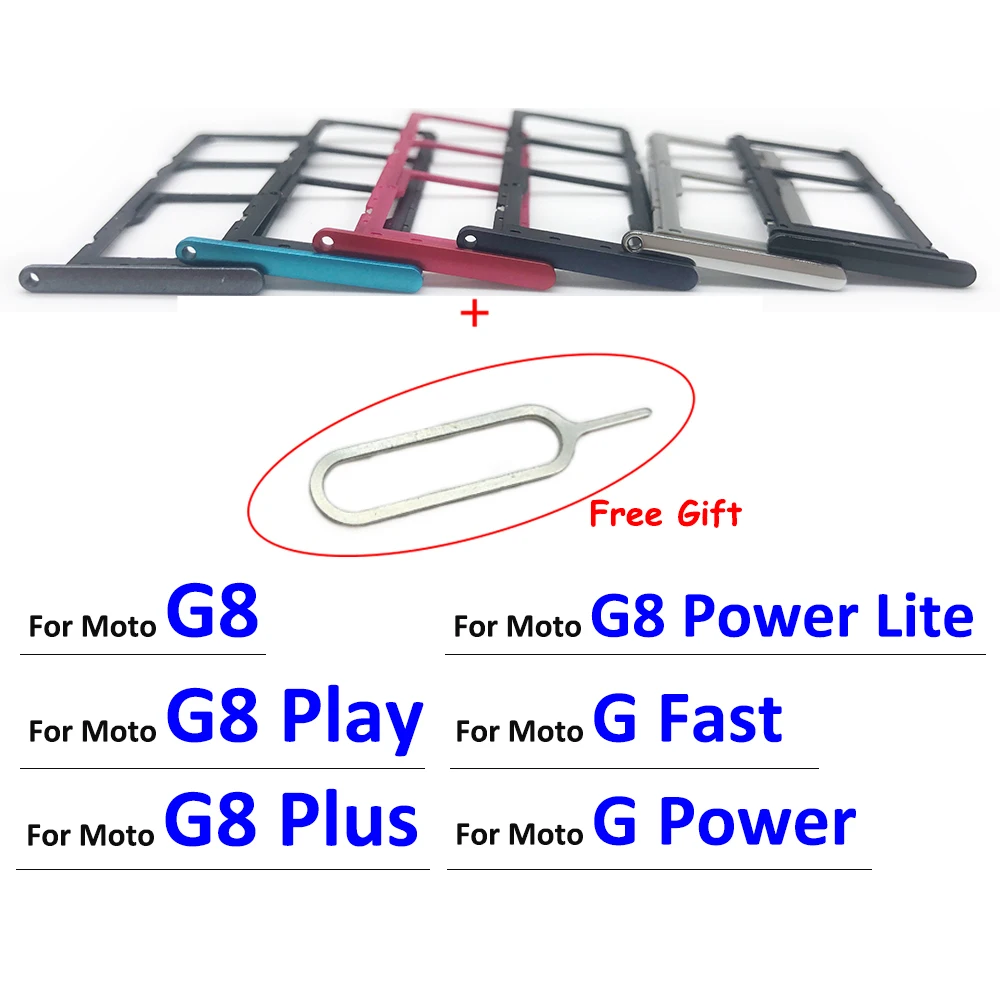 New Micro SIM Card Tray Holder Slot Adapter Repair Parts + Pin For Moto G8 Plus Play Power Lite / G Fast Power / G100 / G60S