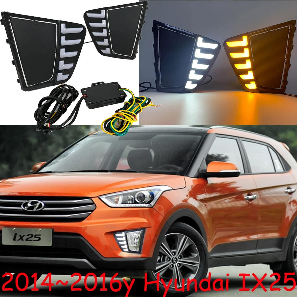 

car Bumper creta ix25 headlight for ix25 daytime light 2014~2016y car accessories LED DRL headlamp ix25 creta fog light