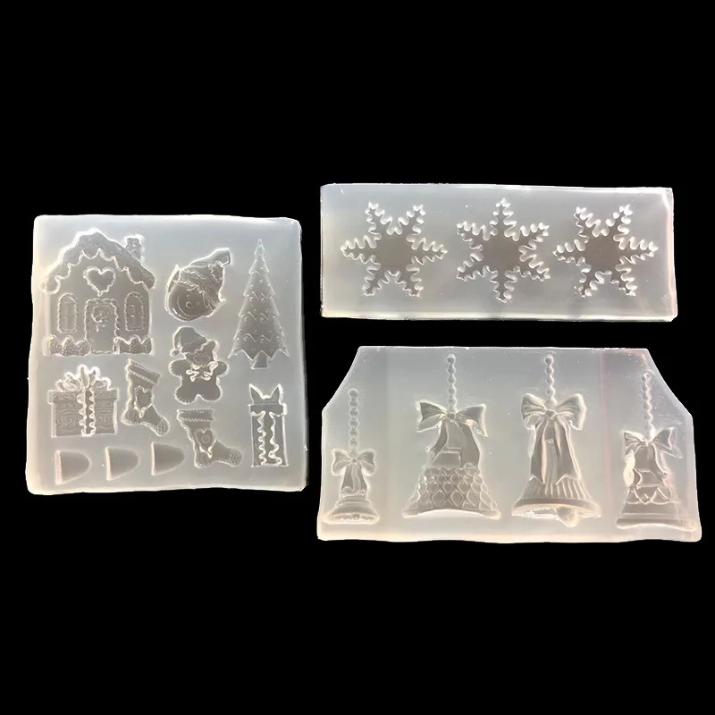 DIY bell snowflake silicone mold epoxy resin production tool can be used for jewelry pendant earring brooch cake fondant