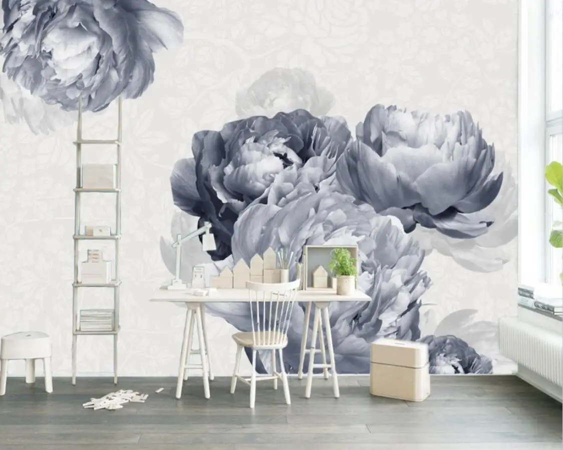 

Custom size mural wallpaper retro personality rose art peony decoration background wall photos living room bedroom 3d wallpaper