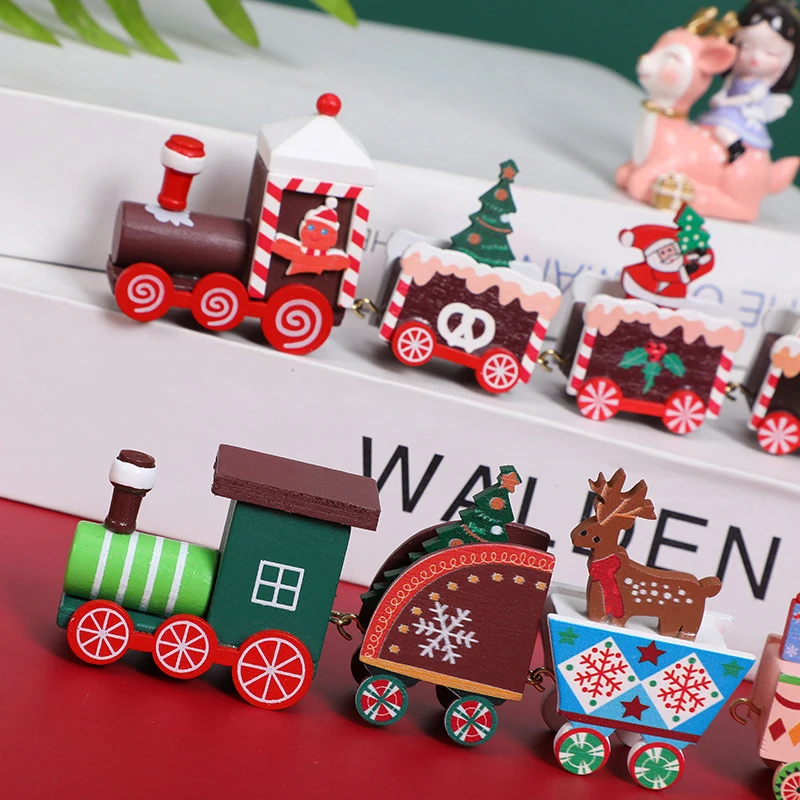 

Christmas Wooden Train Home Decorations for Home Table Ornaments Merry Christmas Kids Toy Xmas Gift Happy New Year 2022 Navidad