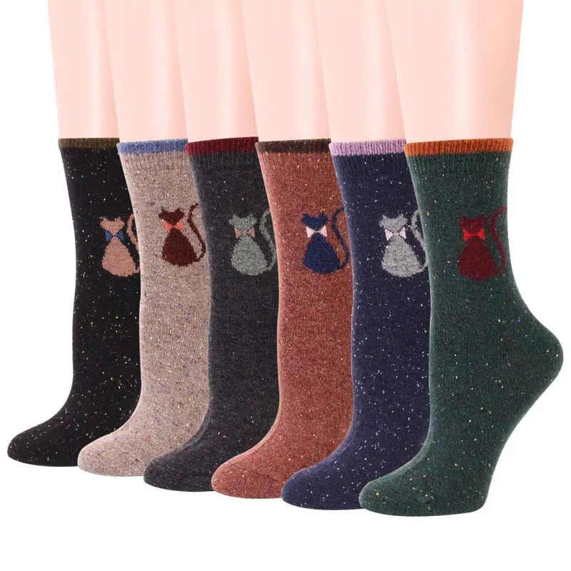 DaiShana-Chaussettes mignonnes en laine pour femmes, nouveau style japonais, chat coréen, Harajuku, Kawaii, épaissir, automne, hiver, 1 paire