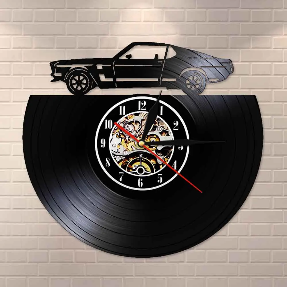 Retro Classic Cars Silent Quartz Vinyl Record LP Wall Clock Transportation Wall Art Automobile Hanging Watch Man Cave Decor