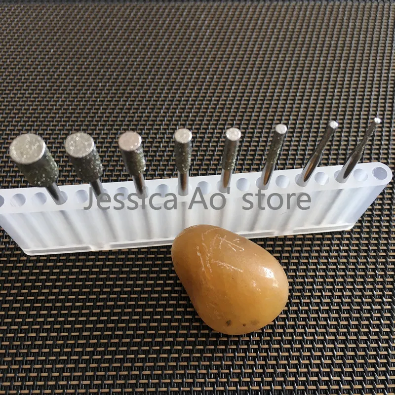32pcs 1-6mm 2.35mm cilindro con codolo diamante punte per rettifica pietra intaglio taglierine strumenti di giada Peeling lucidatura testa di macinazione