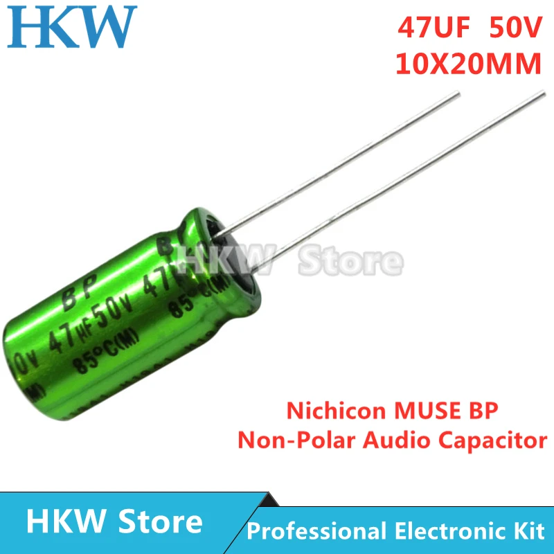 

10pcs/lot 47UF 50V 10X20mm Nichicon MUSE BP ES Non Polar Nonpolar Bipolar HiFi Audio Capacitor 50V47UF New and Original 10*20MM