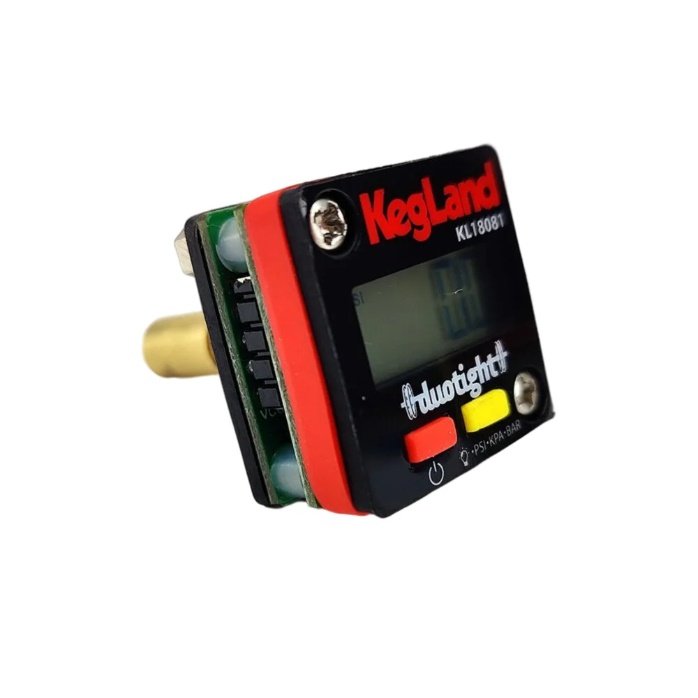 Cyfrowy podświetlany mini manometr Kegland 0-90 psi (0-6,2 bar) - trzpień Duotight 8 mm 5/16