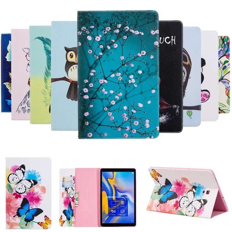 

PU Leather painted Stand Case For Samsung Galaxy Tab A A2 2018 10.5 inch T590 T595 T597 SM-T590 SM-T595 Cover Funda Tablet Shell