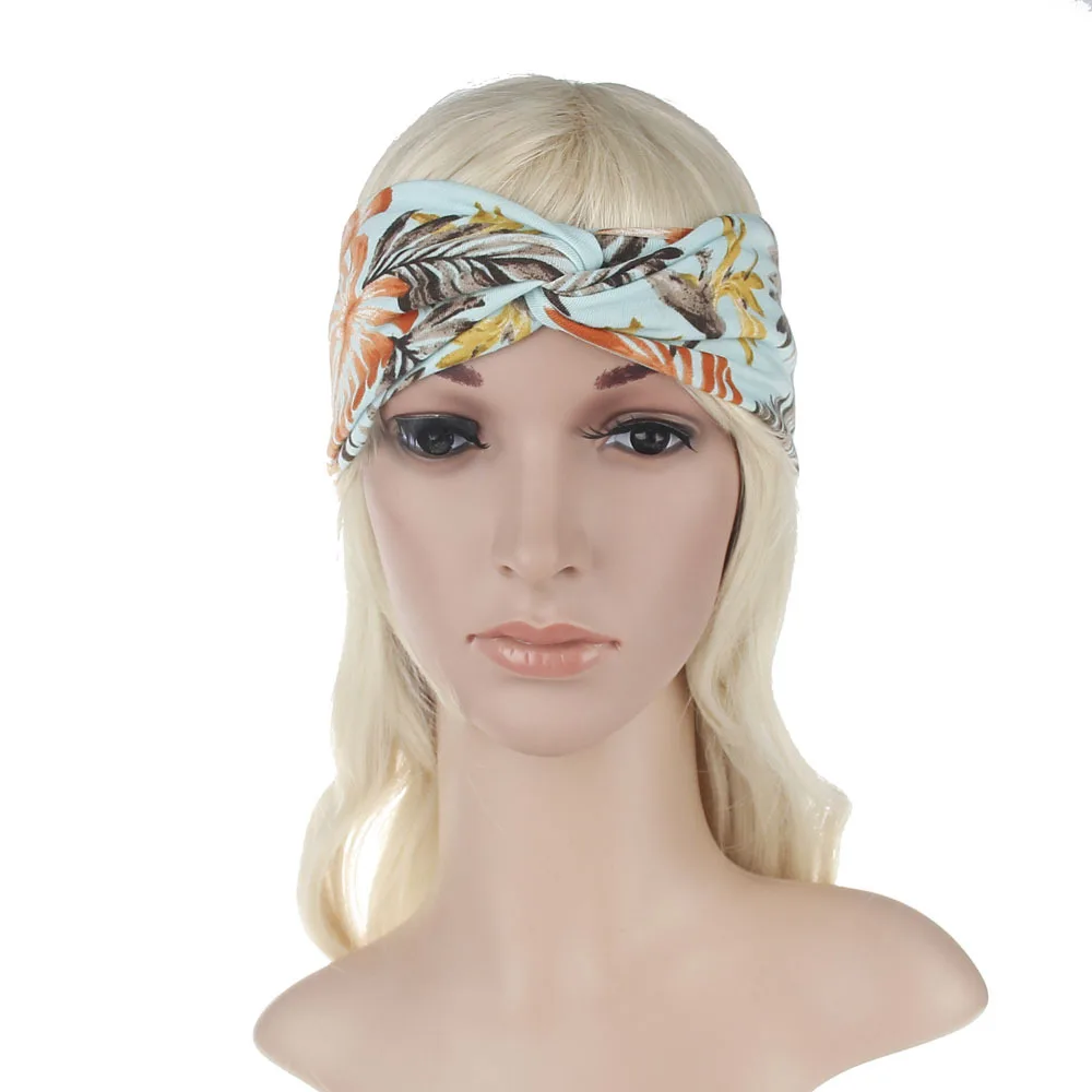 

2020 NEW 10pcs/lot Women Turban Twist Bandanas Headband Head Wrap Twisted Knotted Knot Soft Hair Band Bohemian Pattern Style