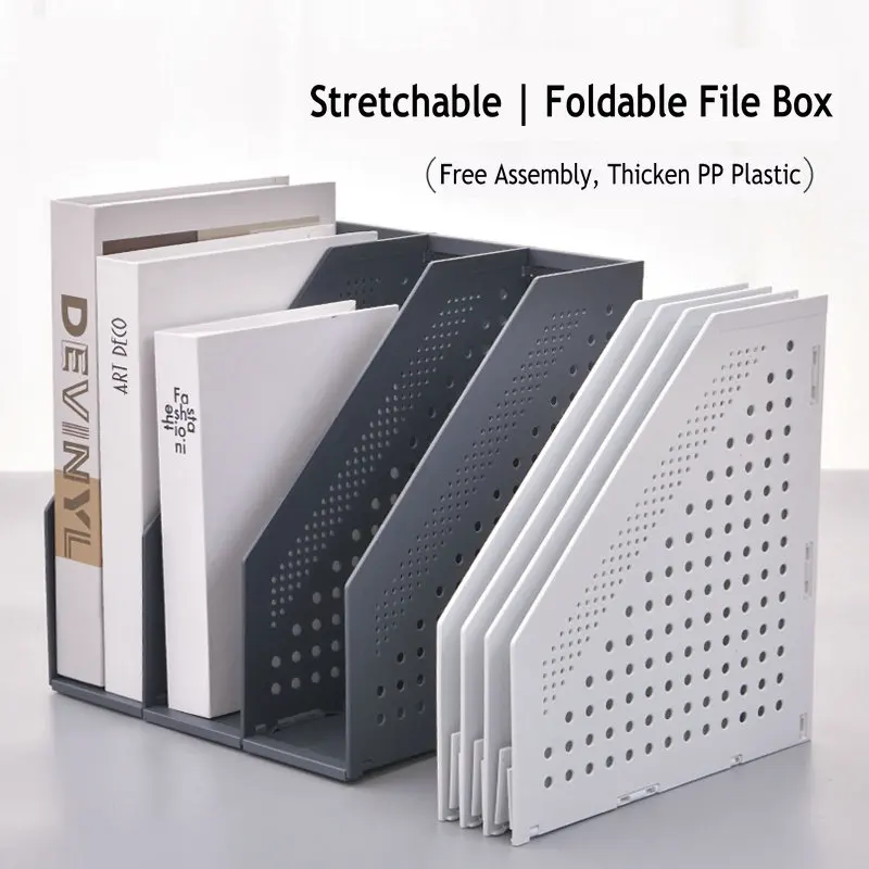 

Deli Stretchable File Organizer Box Office Desk File Tray Foldable Magazine Holder Stand