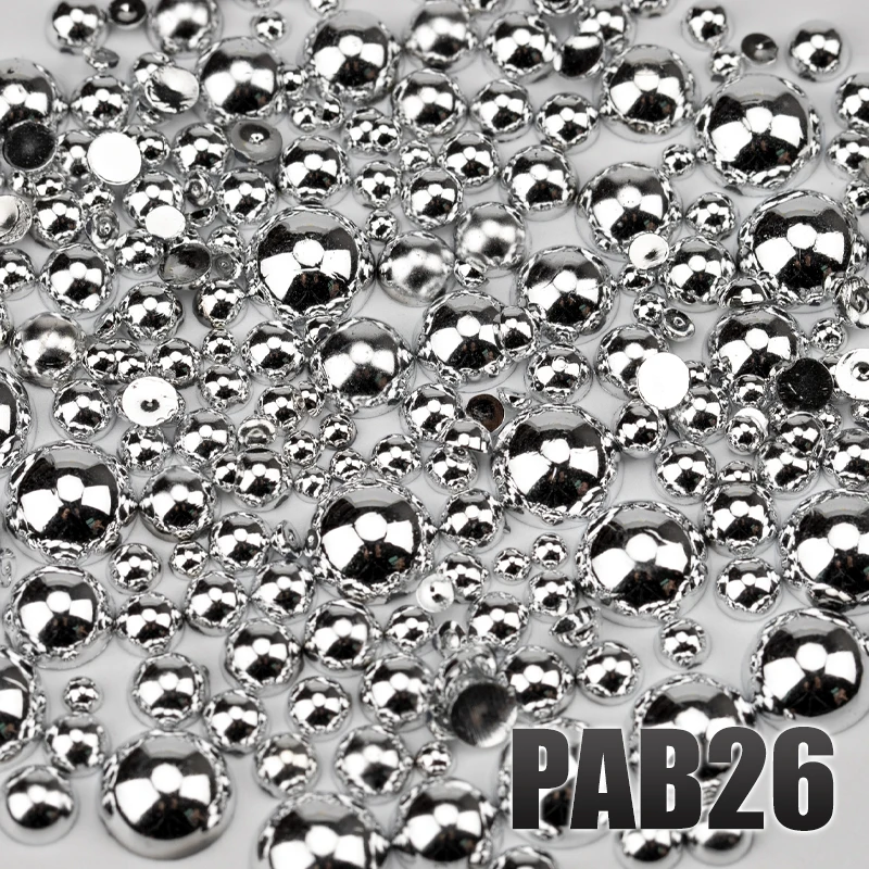 VDD 200g Großhandel Gemischte Größen 3-10mm Farbe AB Macaroon ABS Imitationsperlen Halbrunde Flachrückseitige Perlen DIY Nagelkunst Dekoration Handwerk – Detail 28