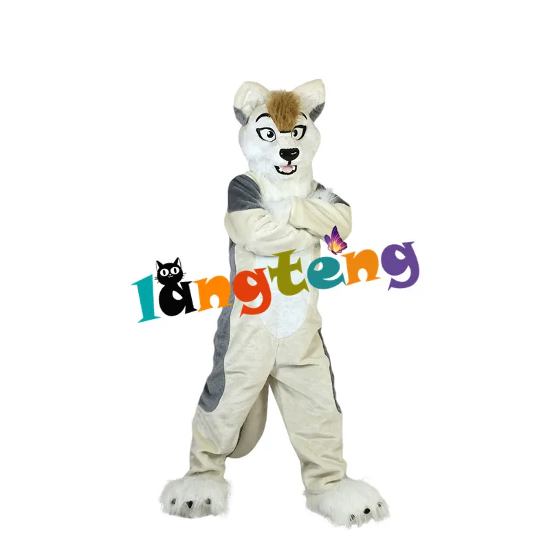 889 Funny Grey Fox Dog Husky Business Mascots Holiday Costume For Adults