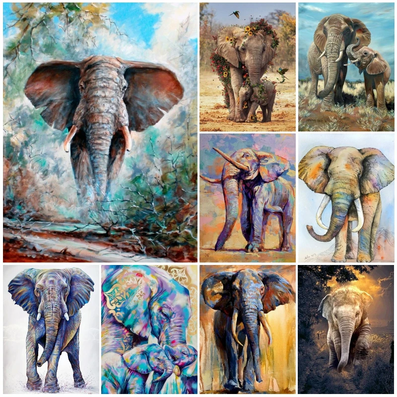 

Embroidery 5d Elephant Diamond Art Painting Full Square Round Drills Animals Mosaic Cross Stitch Artwork Gift For Home Decor