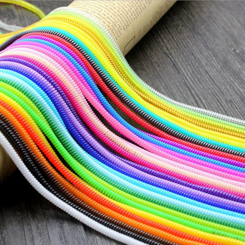 60cm Colors Data Cable Protective Sleeve Spring twine For Iphone Android USB Charging earphone Case Cover Bobbin winder