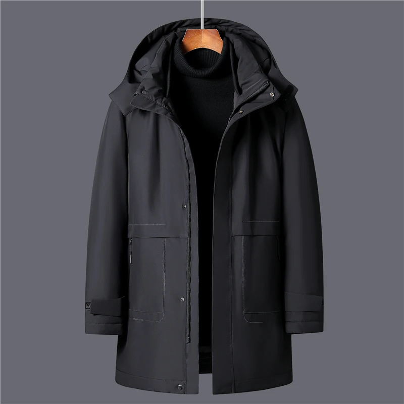 -30 Degrees Celsius Chic Winter Down Jackets Men Thick Warm White Duck Down Coat Men Liner Detachable Overcoat Male Long Parkas