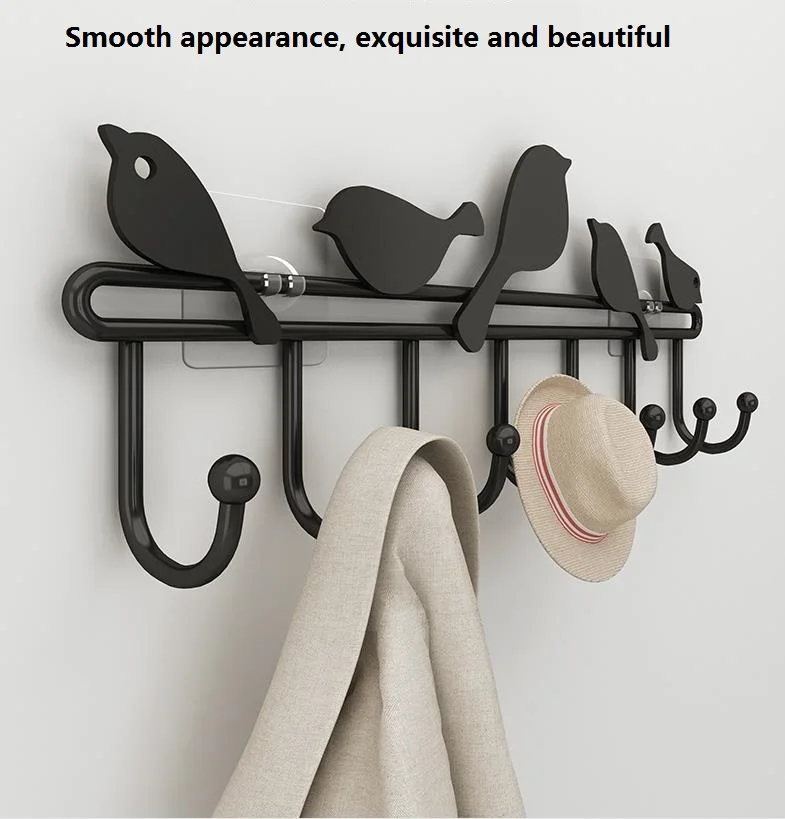 

Clothes Hanger With Hooks On The Wall Behind The Door Strong Viscose Punch-Free Coat Hook Rack