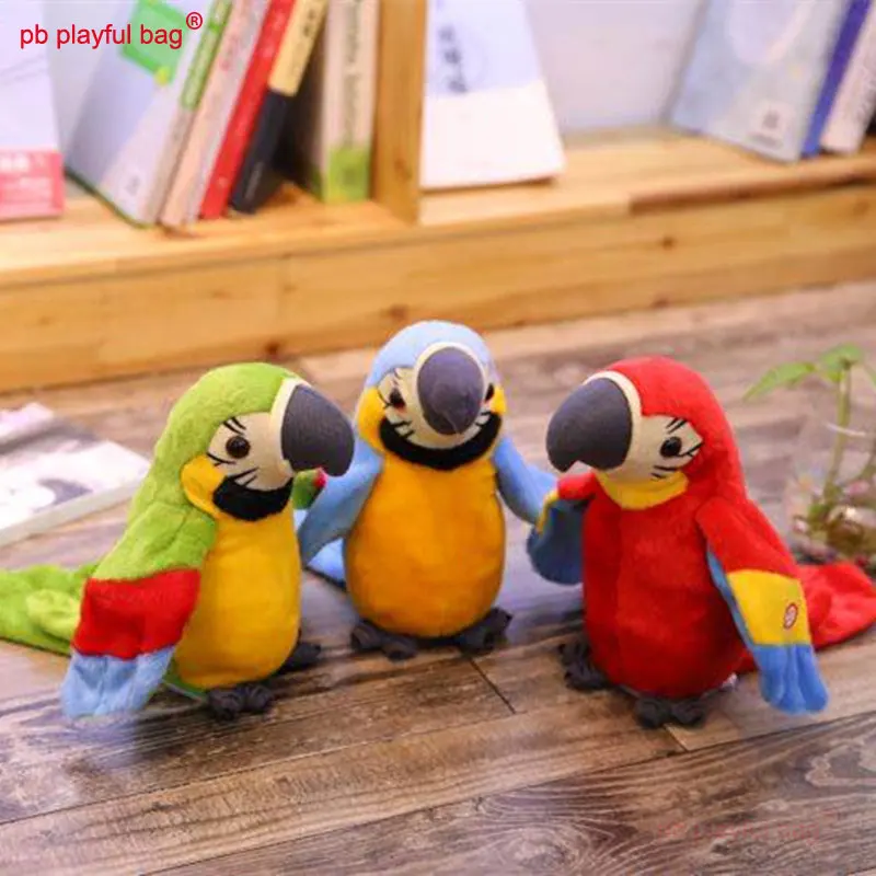 

PB Playful Bag Electric plush recording learning to speak parrot twisting and flapping wings children's intelligent toy VG15