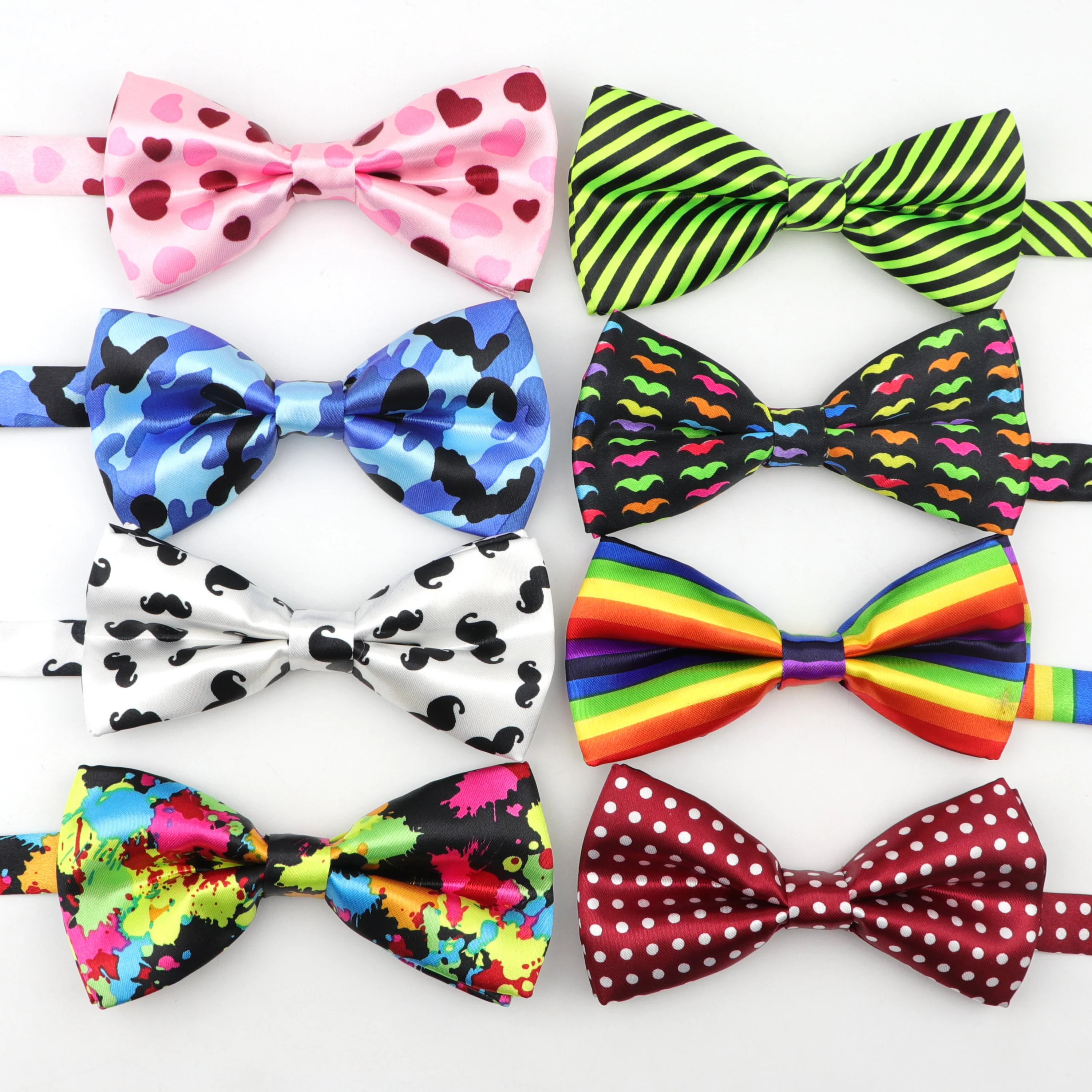 Men's Bow Tie Smooth Colorful Lovely Soft Polyester Butterfly Bowtie Pattern Novelty Cravat Bowties Female Male Neckwear