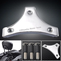 Motorcycle Chrome Sissy Bar Backrest Pad Mount Kit w/ Plate For Harley Touring Road King Street Glide Electra Glide