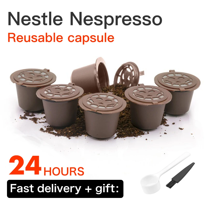 2/4/6PCS Nestle Nespresso coffee capsule filter Reusable Refillable cafe Pods tools Coffee ware dropshipping gift spoon brush