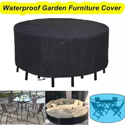 Multi-Size Outdoor Garden Furniture Round Cover Waterproof UV-Proof Garden Round Table Chair Dining Table Chair Protective Cover