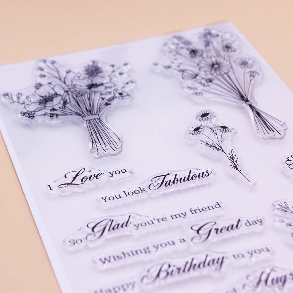 Alinacutle CLEAR STAMPS Bunch Of Flower Scrapbooking Card Album Paper Craft Rubber Transparent Silicon Clear Stamp