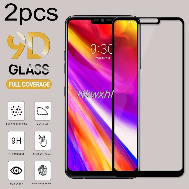 2PCS For LG G7 ThinQ Q9 One Fit Screen Protector Full Glue Tempered Glass Protective Cover Film On LM-G710 G710EM G710PM G710N