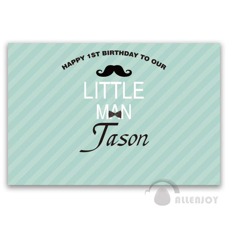 소년 생일 배경 아기 샤워 배경 파란색 줄무늬 배너 콧수염 남자 초대장 축하 파티 Allenjoy 사용자 정의