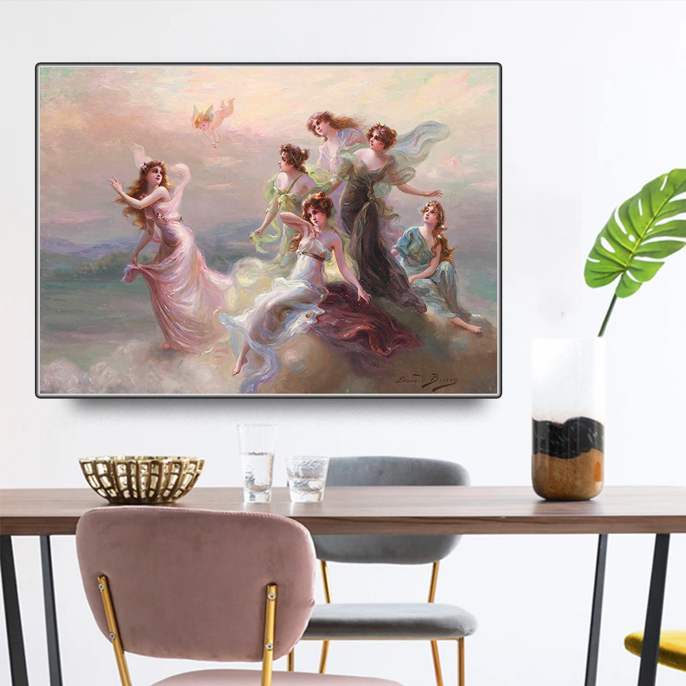 Citon Edouard Bisson《Dance Of The Nymphs》Canvas Art Oil Painting Famous Artwork Picture Modern Wall Decor Home Decoration