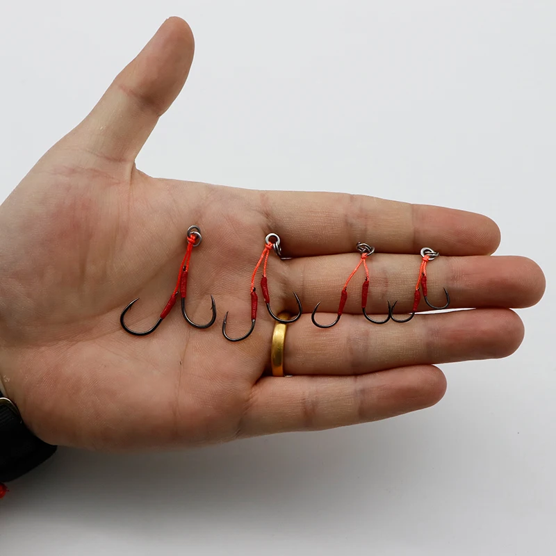 10pcs JK SZ10 Light Fishhook 6 8 11 13 Size Barbed Saltwater Solid Ring Single Slow Jigging Fishing Hook