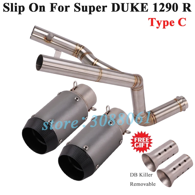 Slip On For DUKE1290 Super DUKE 1290 R Motorcycle GP Exhaust Pipe Escape Modify Middle Link Pipe Left ＆ Right Muffler DB Killer