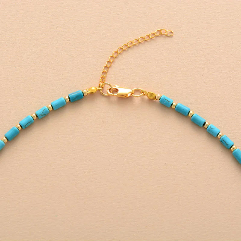 Simple New Turquoises Boho Choker Necklace Women Chic Short Beaded Layered Necklece OL Holiday Jewelry Wholesale