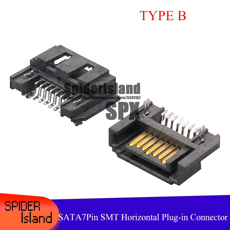 

SATA 7-контактный разъем SMT типа B, горизонтальный разъем SATA 7P, интерфейсный разъем, 10 шт./50 шт./100 шт./500 шт. SATA PCB DIY