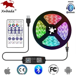 Tira de luces Led RGB inteligente WS2812B WS2812 30/60/144 píxeles/M, luz direccionable individualmente, USB, Bluetooth, Kit de controlador de música DC5V