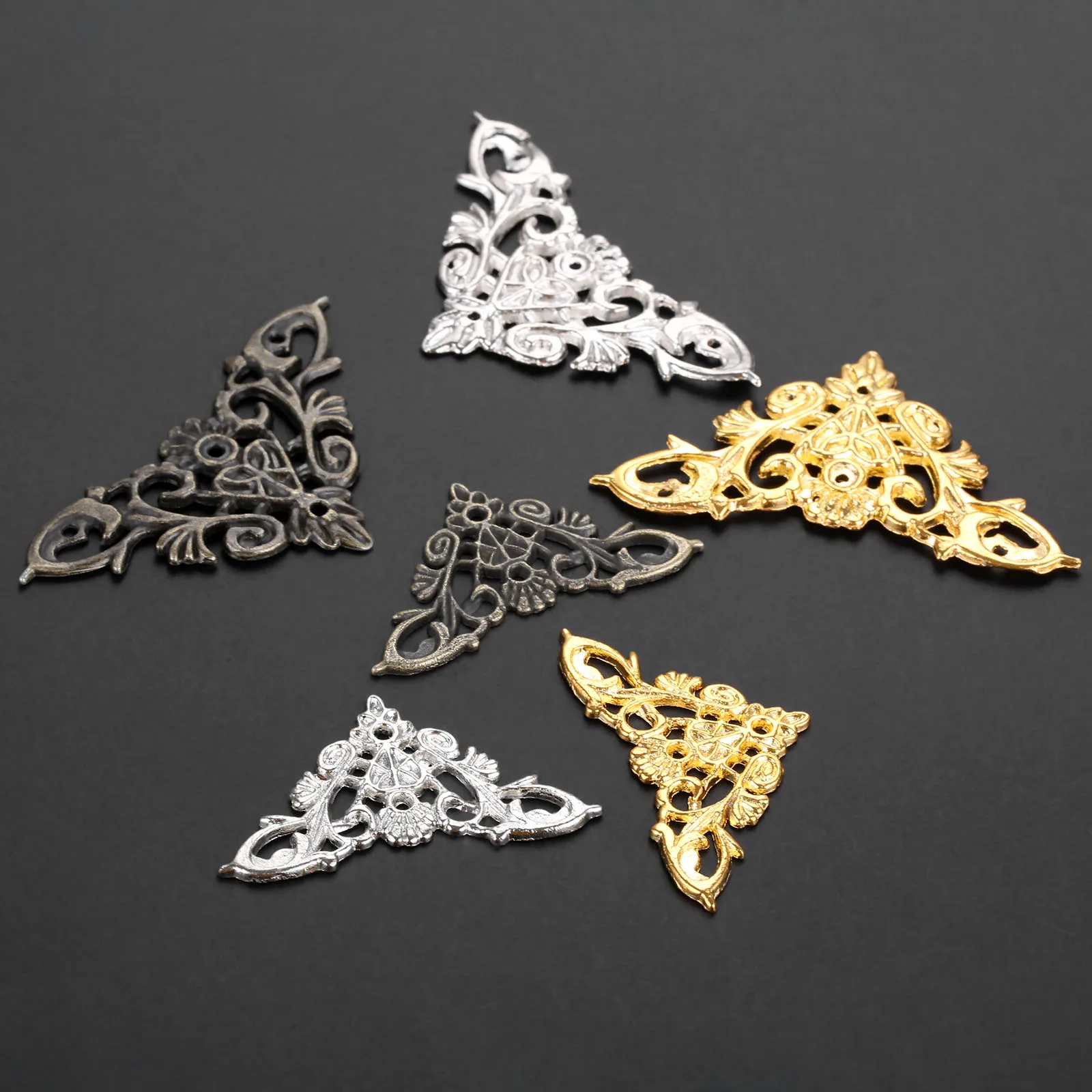 4Pcs Antique Brass Edge Corner Protector Bumper Guard Jewelry Box Decor Box Album Feet Leg Corner Protector Corner Brackets - view 3